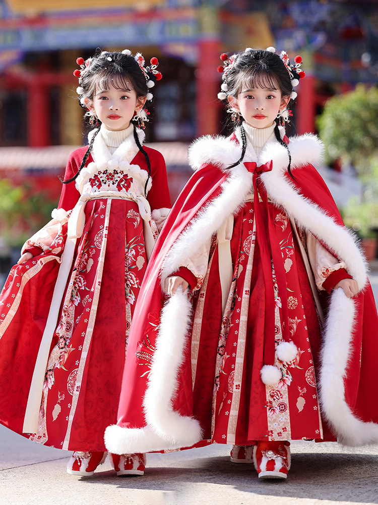 Children's Ancient Costume Hanfu Dress Set Winter 2026 New Style Chinese Style Cloak Girls' Princess Dress Ancient Style Tang Suit
