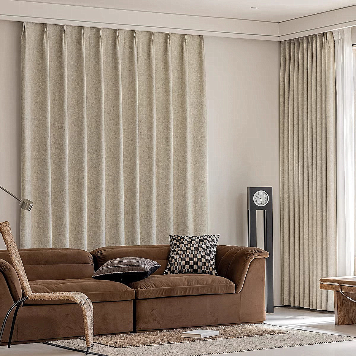 Medieval Style Cotton and Linen Curtains Blackout Bedroom and Living Room High-End Retro French Two-Color Log Style Custom Curtain Fabric