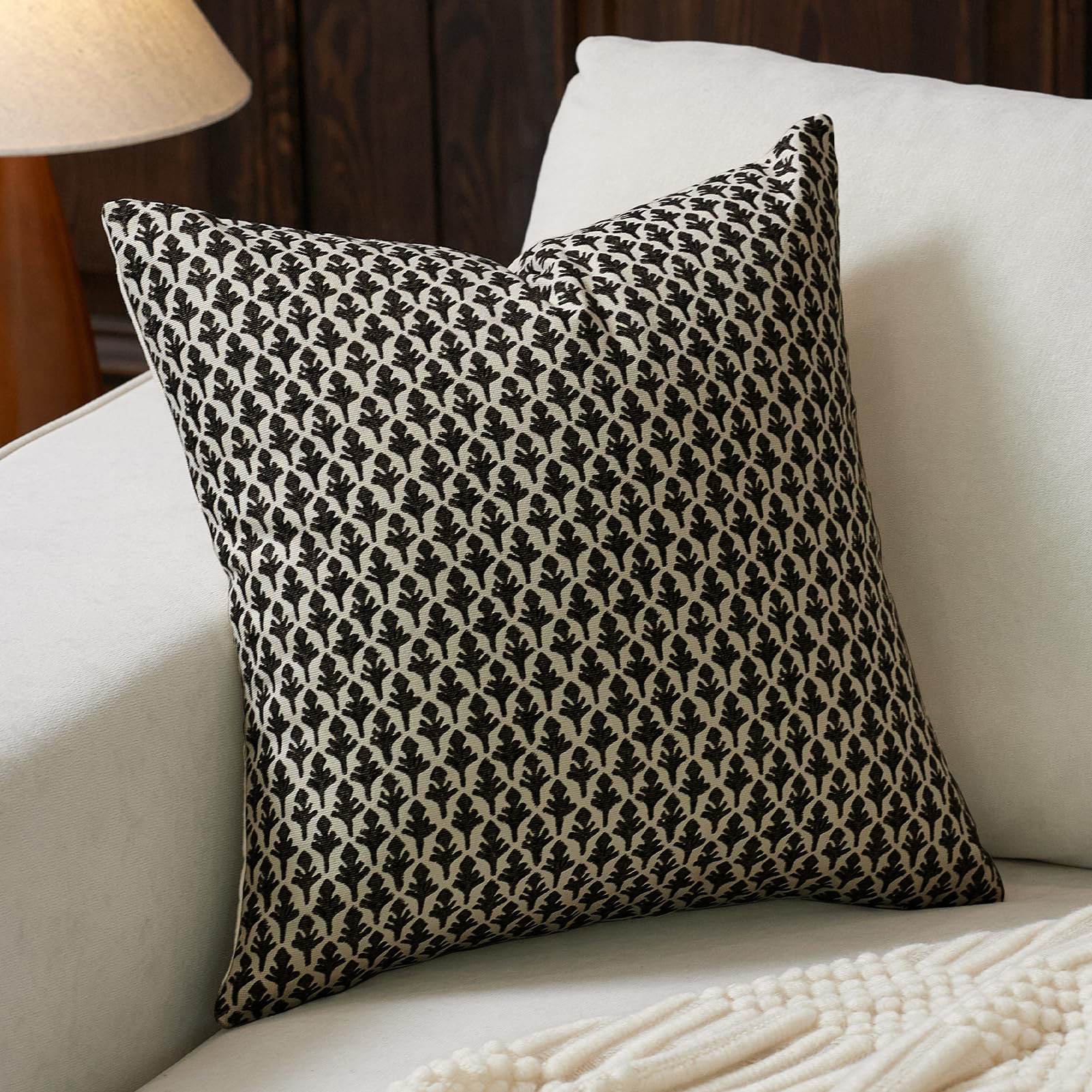 Наволочка с односторонней печатью 45X45, цветочная черная, ретро, полиэстер, хлопок, нейтральный дизайн