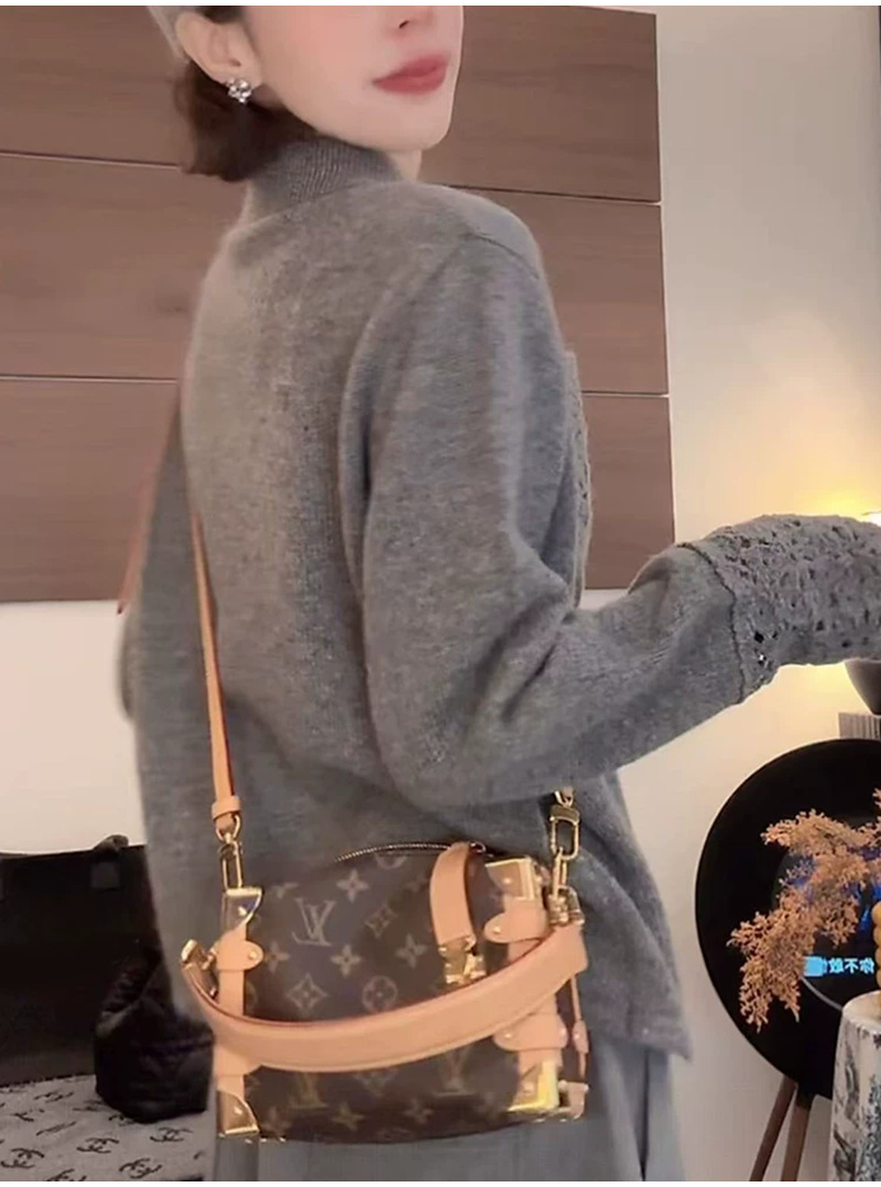 Lapel Sweater Women's Autumn and Winter Lazy Style Soft and Waxy Loose Slimming Look Age-Reducing Lace Crochet Knitted Cardigan Top