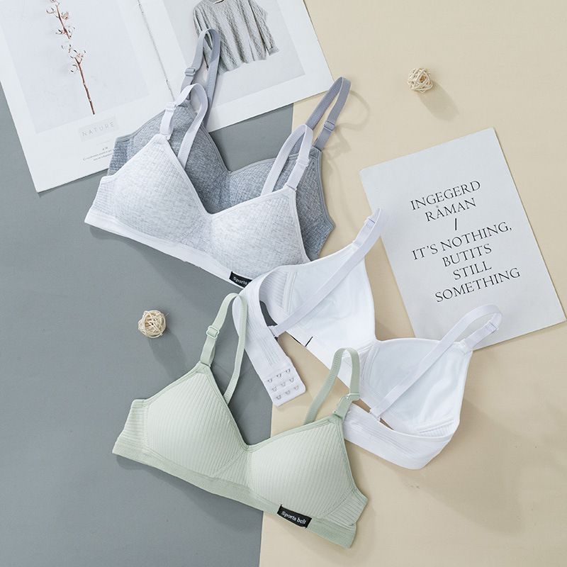 Pure Cotton Girl's junior high school student bra push up wireless Cup thin anti-sagging bra