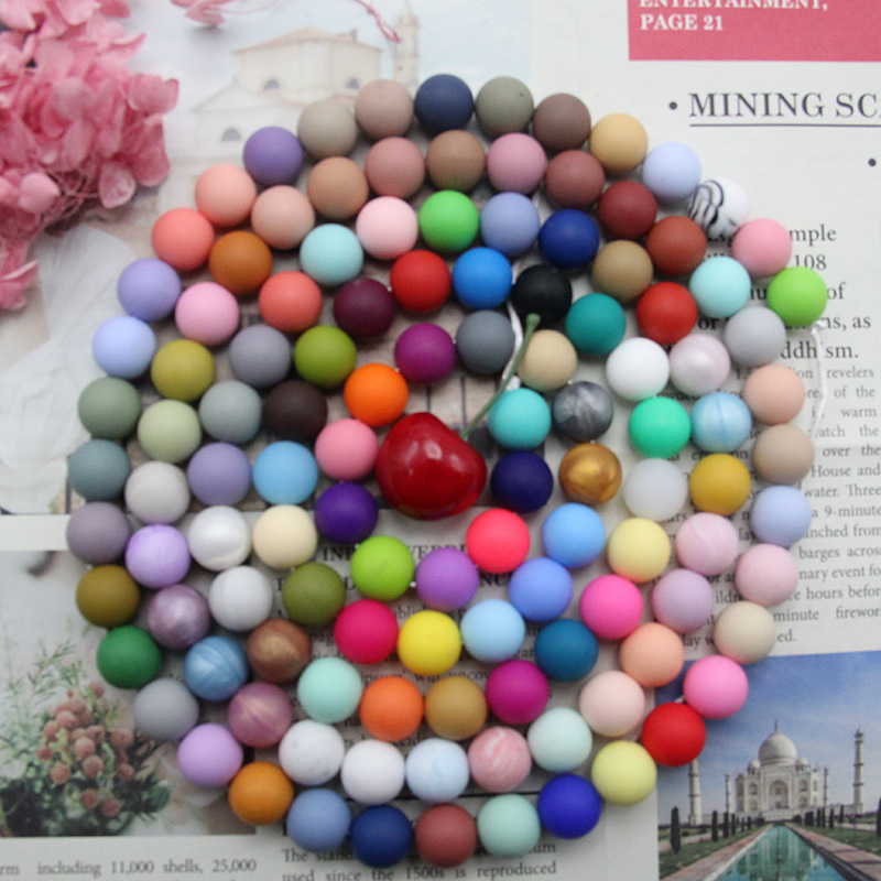 Silicone Beads 15mm Candy Color diy Handmade Accessories Food Grade Baby Tooth Gel Jewelry Explosive Wholesale Silicone Beads