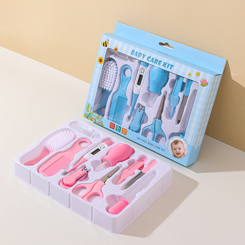 Foreign Trade Baby Care Set Baby Nail Clipper Thermometer Toothbrush Care Tool Comb Brush 10-Piece Set