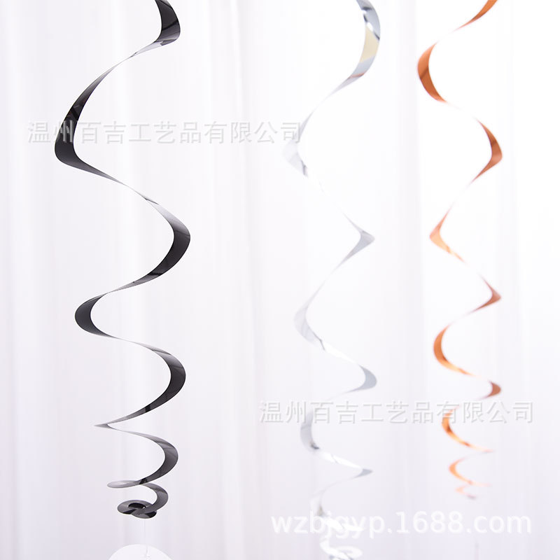 Cross-Border Amazon E-Commerce Holiday Spiral Pendant Pvc Black Gold Spiral Pendant Graduation Party Decoration Pendant