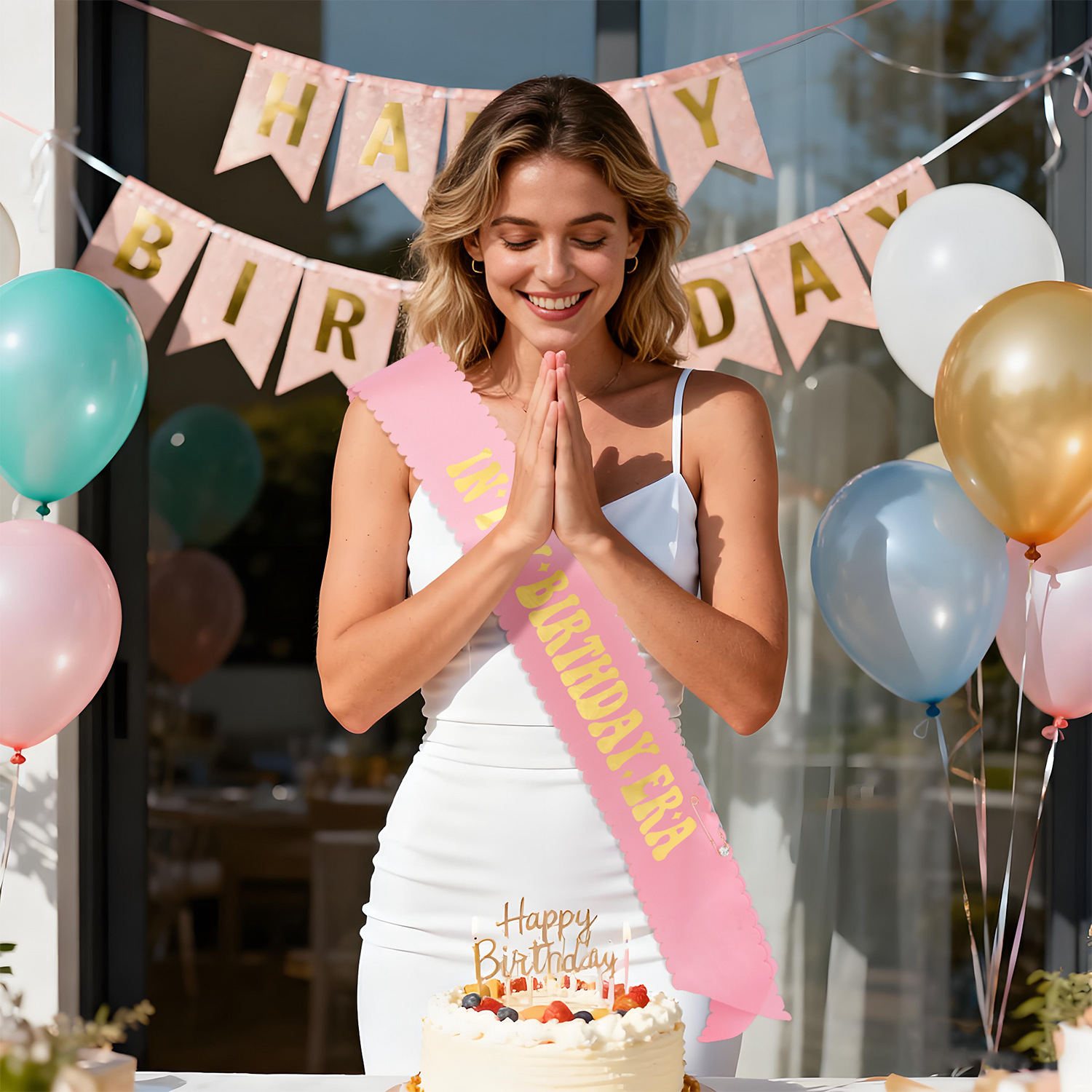 European and American in My Birthday Era Silks and Satins Lace Shoulder Straps Girls Birthday Fashion Silks and Satins Shoulder Straps Party