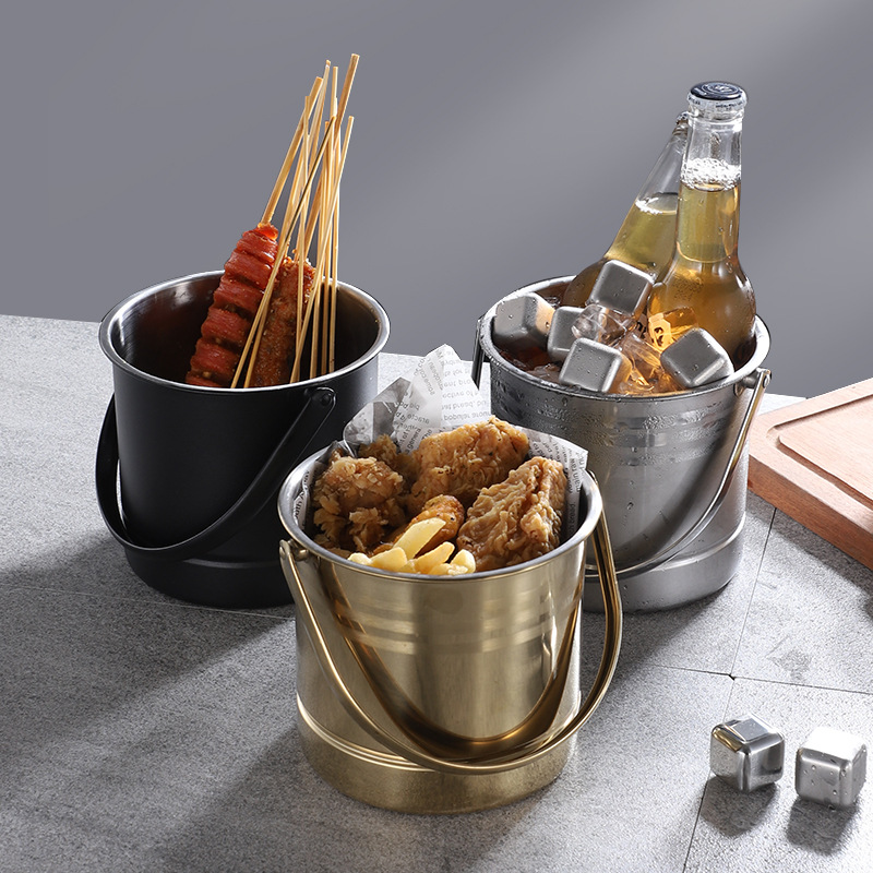 Cross-border stainless steel ice bucket bar KTV portable beer ice bucket champagne bucket outdoor portable small bucket ice bucket