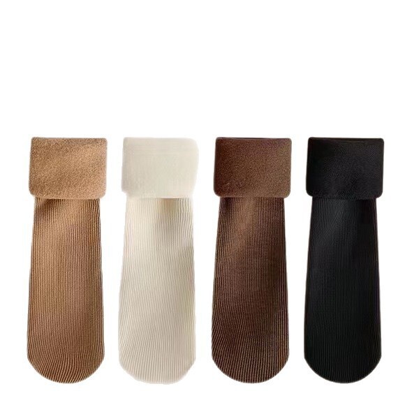 Winter Women's Snow Socks, Autumn and Winter Sock Covers, Fleece-Lined, Thickened, Warm Floor Socks, Large Version Maternity Socks, Vertical Stripe Socks