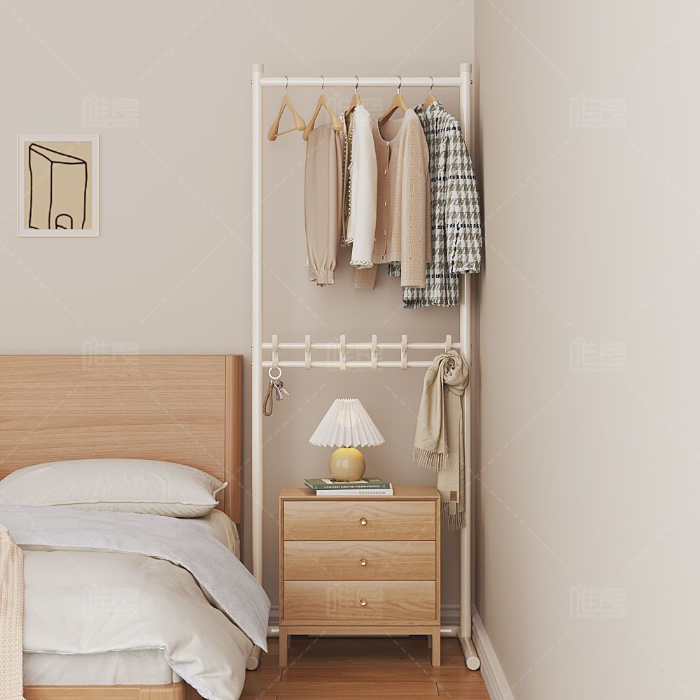 Clothes Rack Floor-Standing Bedside Corner Clothes Rack Clothes Rod Multi-Functional Student Dormitory Combination Rack Rental Bag Coat Rack