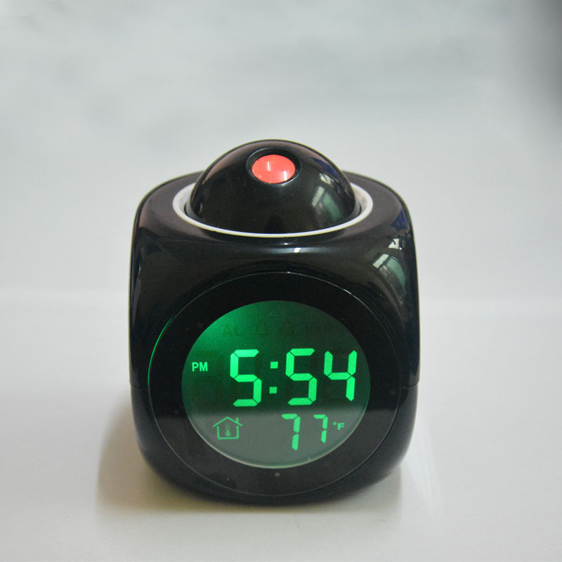 English Newspaper Clock Digital Projection Desktop Creative Digital Alarm Clock Time Projection 2028 Voice Broadcast Alarm Clock