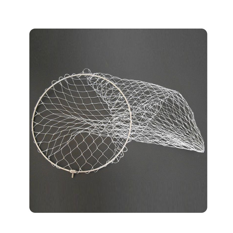 Stainless steel bridge fishing braiding net bracket strong horse net pocket folding net head braiding net large mesh bridge raft braiding net solid ring