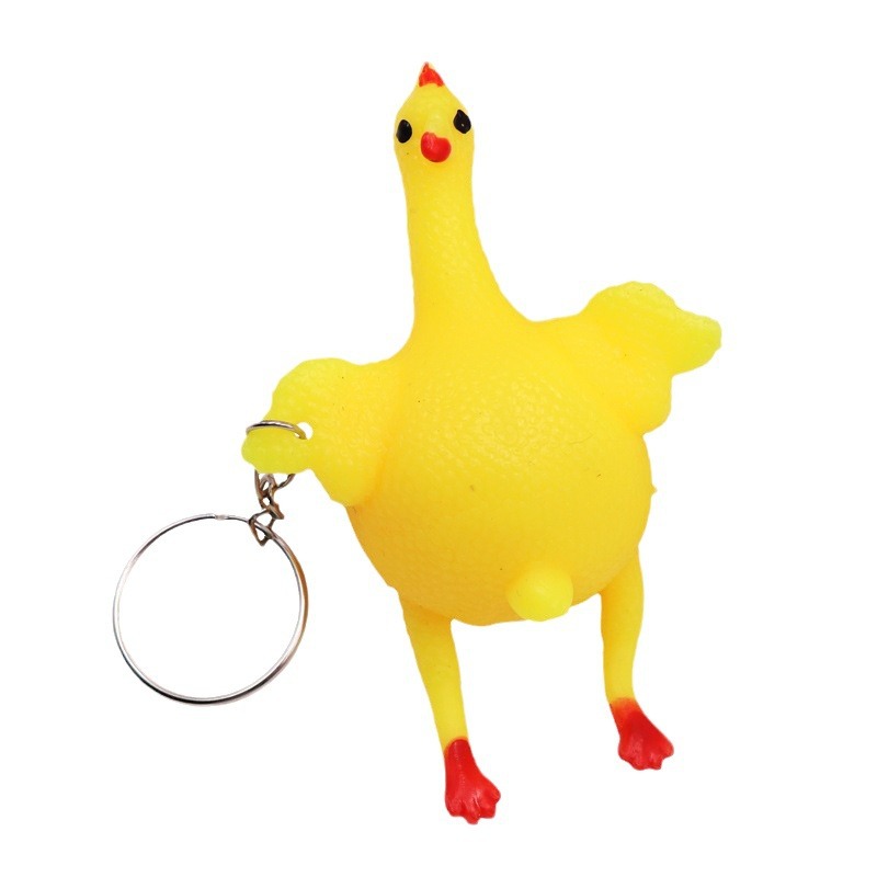 Creative funny egg laying hen pinch to vent laying hen toy keychain spoof decompression trick funny novelty