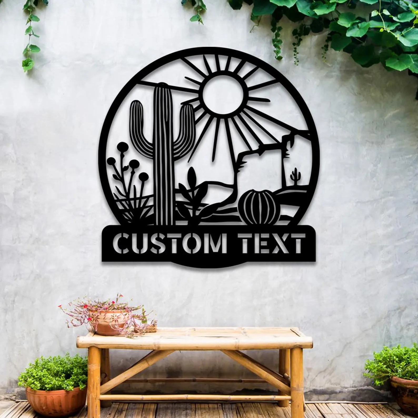 Personalized Cactus Metal Sign Wall Art Cactus Letter Sign Cactus Wall Decor Metal Sign