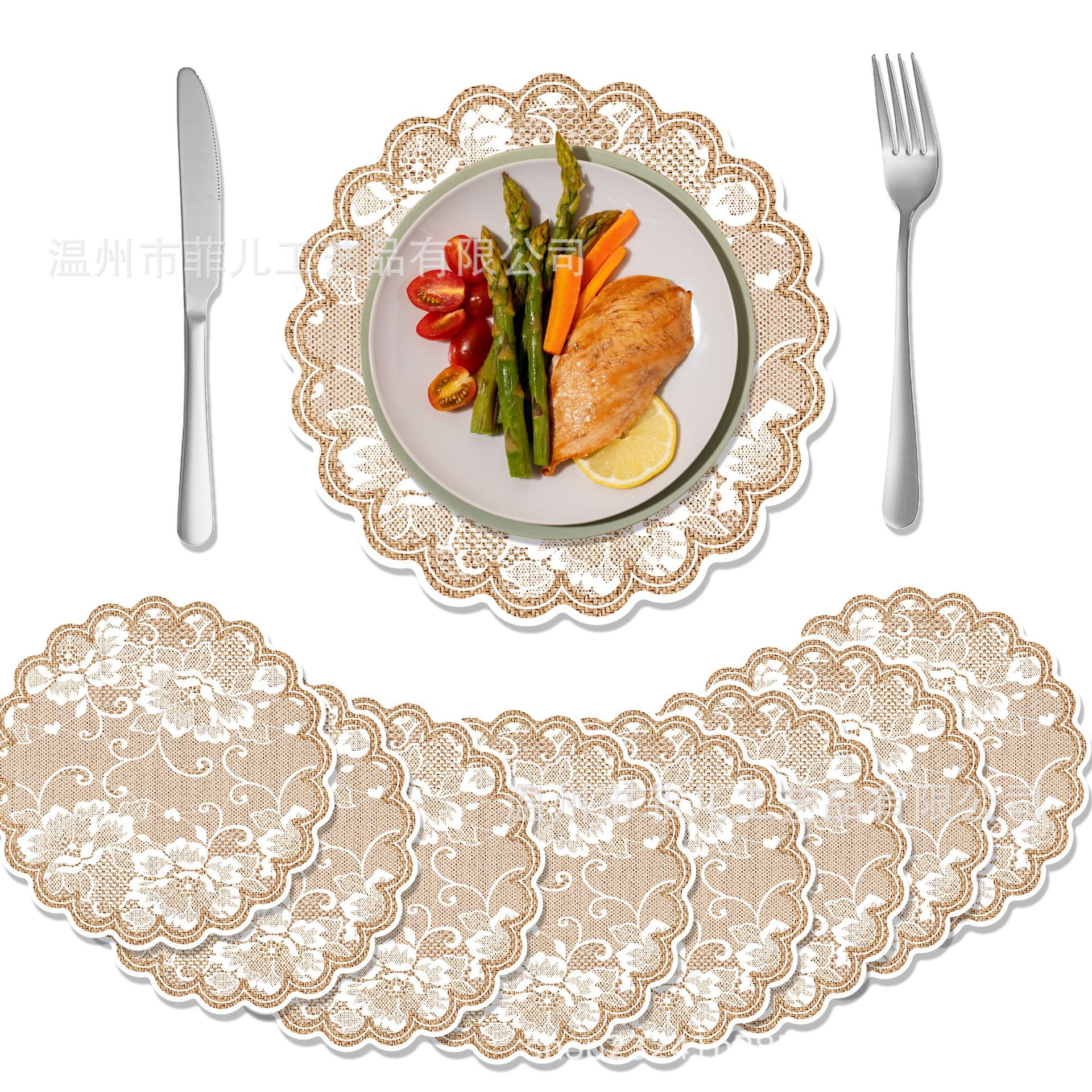 Ca094 Linen Lace Decorative Special-Shaped Placemats Party Decorative Paper Tableware Lace Linen Disposable Placemats