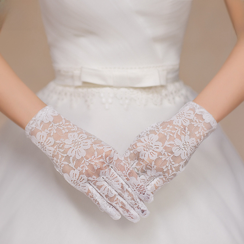 Bridal Gloves Wedding Dress Short Lace Lolita Photograph European and American Retro Wedding Multicolor Finger Hand Sleeve Factory Direct Supply