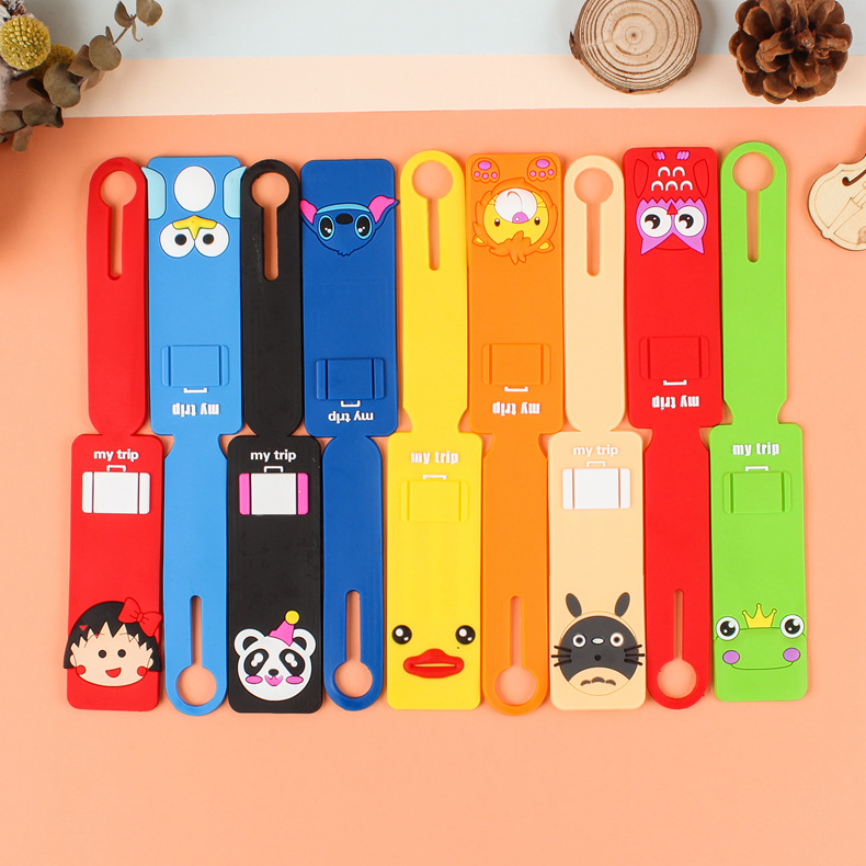 Integrated soft rubber luggage tag cute girl Anti-lost pendant aircraft logo long luggage tag boarding pass