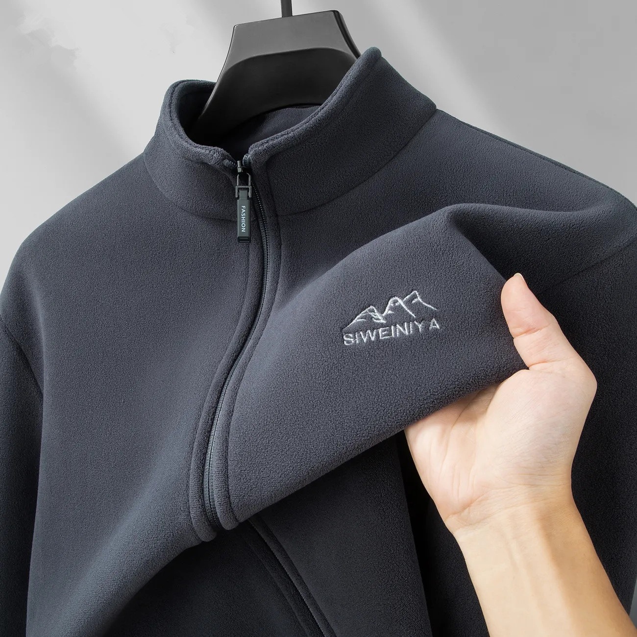 Polar Fleece Jacket Spring and Autumn Middle-Aged Casual Stand-Up Collar Cardigan Austrian Fleece Sweatshirt Men's Autumn and Winter Fleece Jacket