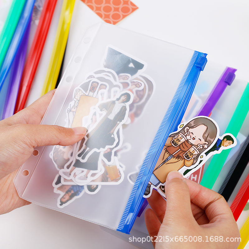 A5/A6 frosted PVC colorful zipper bag PVC traveler notebook storage bag loose-leaf book replacement inner core
