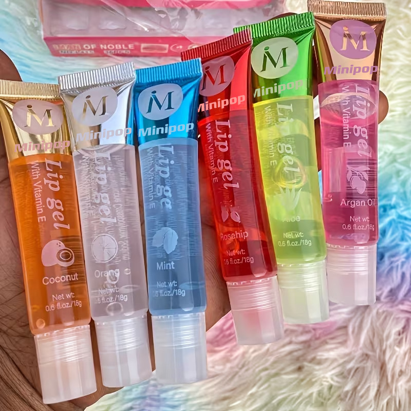 Cross-Border Popular Transparent Lip Oil, Hydrating and Moisturizing, High-Gloss Lip Gloss in a Tube, Fruit-Flavored Lip Oil, Cross-Border Cosmetics