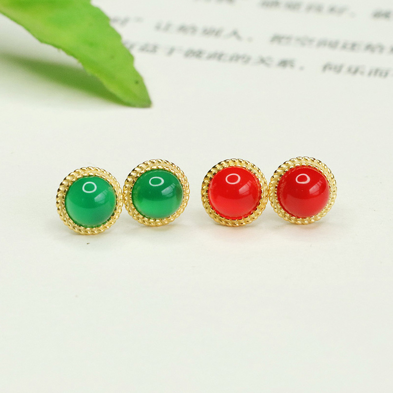 Серьги из красного агата Aiyu, серьги с иглой из серебра S925, халцедон, оптовая продажа AY3101001