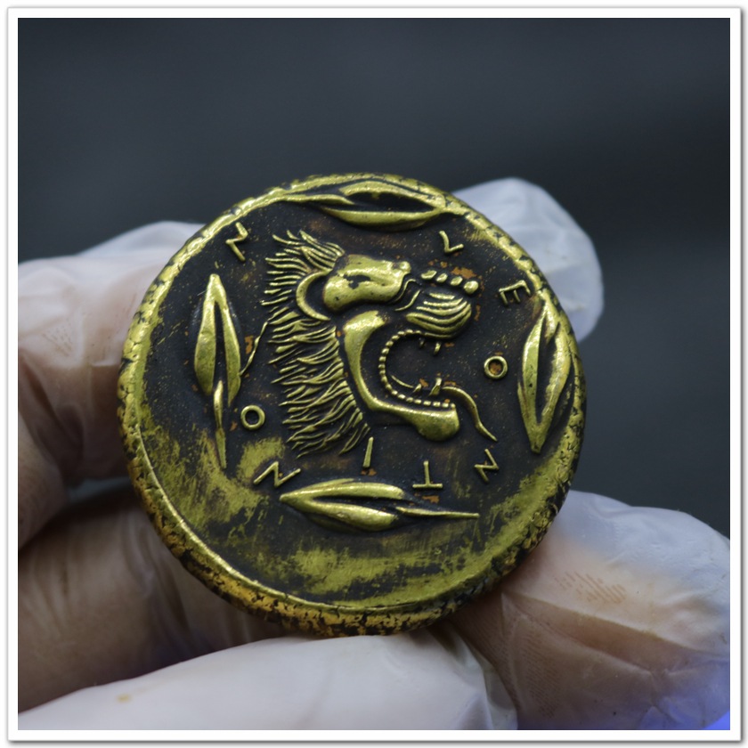 Ancient Greek Commemorative Coin Brass Gilt Material Antique Craft Solid Gold Coin Nugget