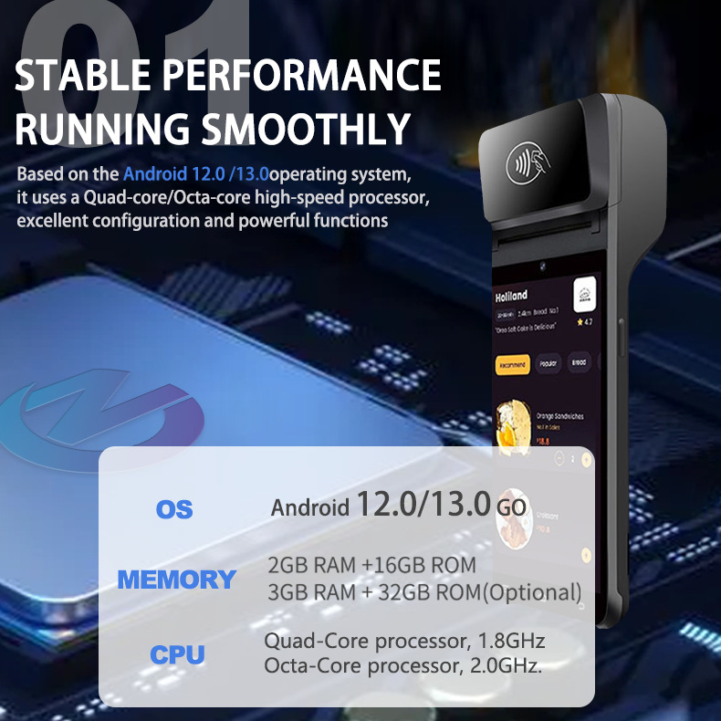 Milk Tea Shop Portable Code Scanning Payment Terminal Mobile Dining Car Cashier Code Scanning Machine Parking Toll Payment Cash Register