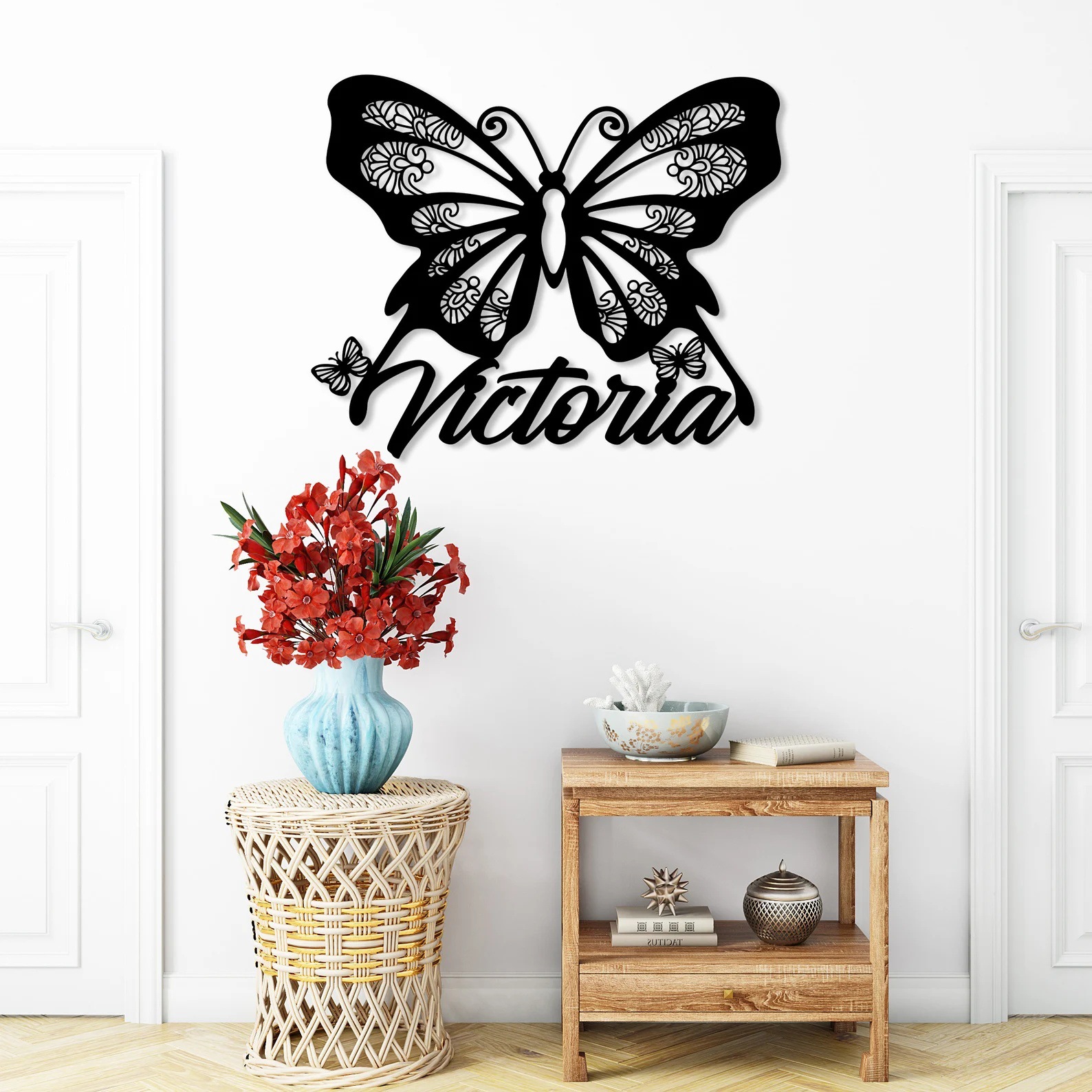 Personalized Butterfly Metal Sign Butterfly Name Sign Mother's Day Gift Flower Butterfly Wall Decoration