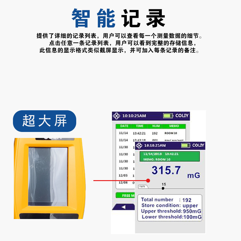 German Coliy Ga1000 Gauss Meter/Tesla Meter Handheld Three-Dimensional Ac Magnetic Field Tester