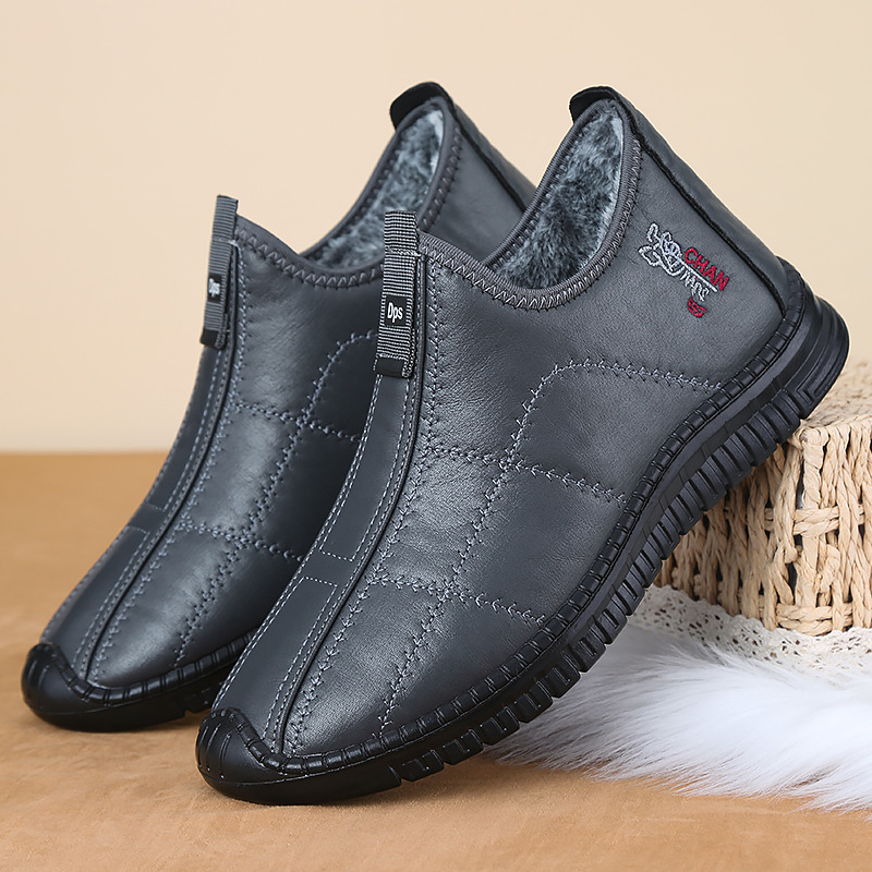 Large Size Cotton Shoes for Men in Winter, Middle-Aged and Elderly Home Leisure Cross-Border Dropshipping Men's Shoes, Velvet and Thickened Slip-On Snow Boots