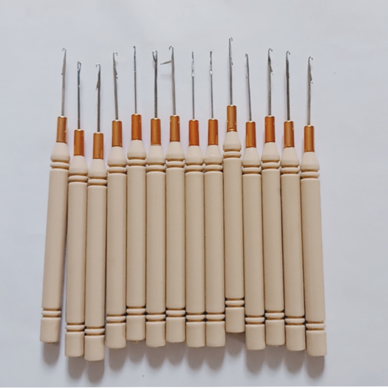 Оптовая продажа крючков для волос с деревянной ручкой крючок для парика с деревянной ручкой