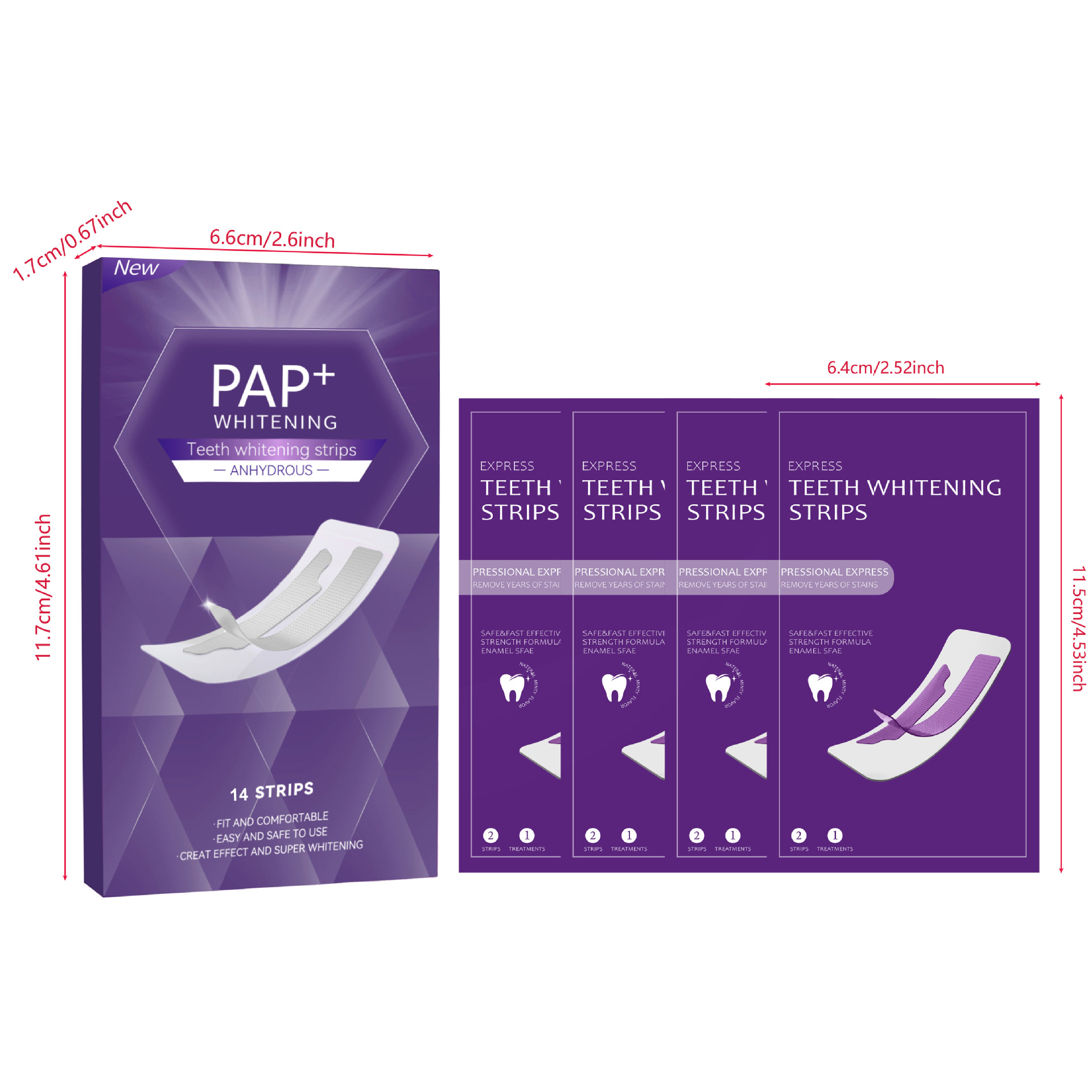 Teeth Whitening Sticker Purple PAP Yellow Teeth Whitening Sticker Teeth Whitening Strips Cross Border Exclusive