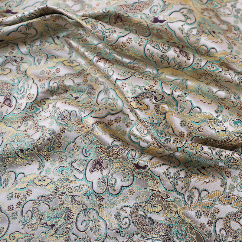 Niu Shou Dragon Pattern Chinese Style Imitation Song Brocade Jacquard Fabric Vest Top Jacket Brocade Handmade DIY Clothing Fabric