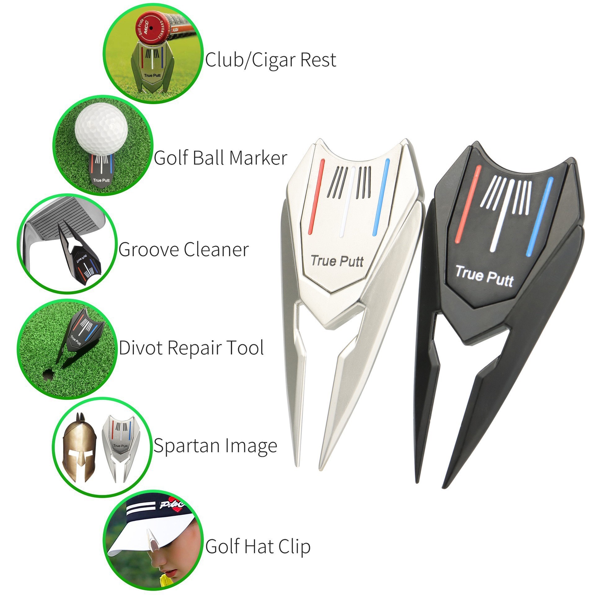 Manufacturer Customized Golf Divot Tool Green Fork Metal Ball Fork Cap Clip Enamel Ball Mark Paint Marker