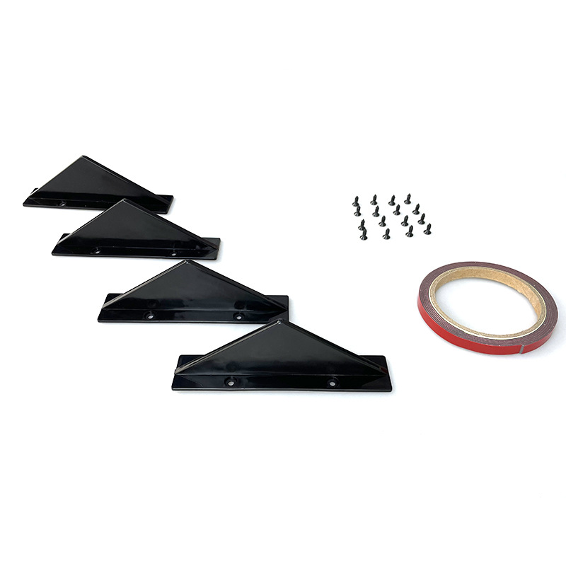 Car modification triangular plane curved rear spoiler bright black carbon fiber bumper chassis decorative deflector