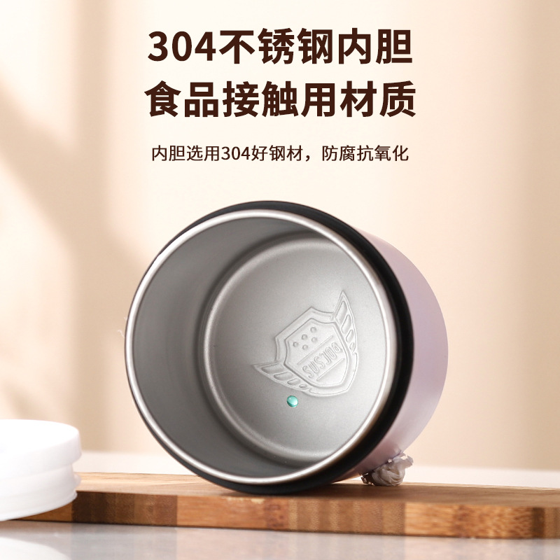 Factory Direct Sales 304 Stainless Steel Insulated Breakfast Cup Oatmeal Handle Straw Portable Meal Cup with Engraved Logo