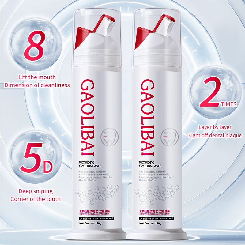 Gao Li Bai Double Whitening Probiotic Toothpaste Seaweed Active Peptide Smoke Stain-removing Balance Bacteria Fresh Breath 120g