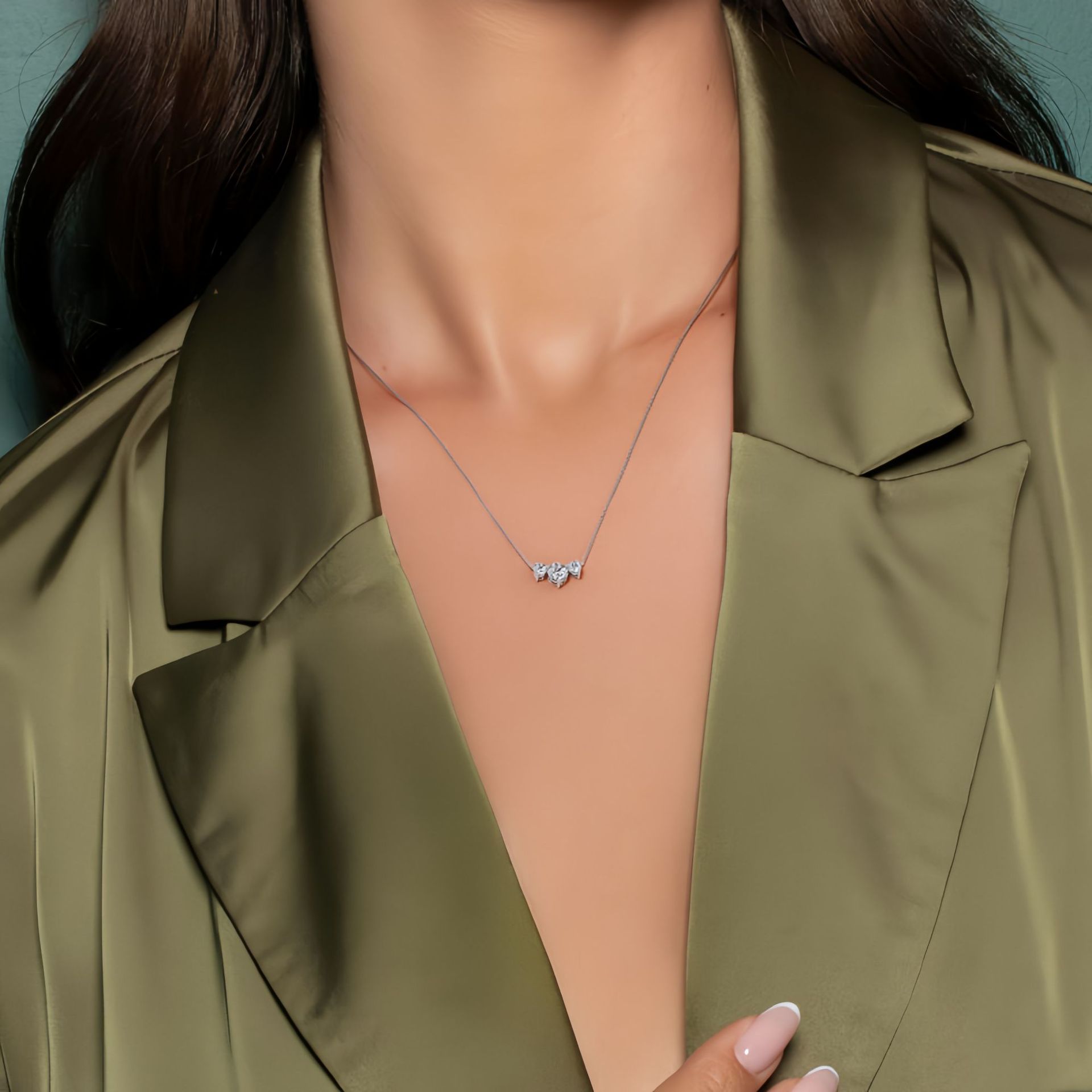 S925 Sterling Silver Plated 18K Gold Diamond Necklace Women's Fashion Accessible Luxury 1 Carat Artificially Cultivated Diamond Pendant Clavicle Chain