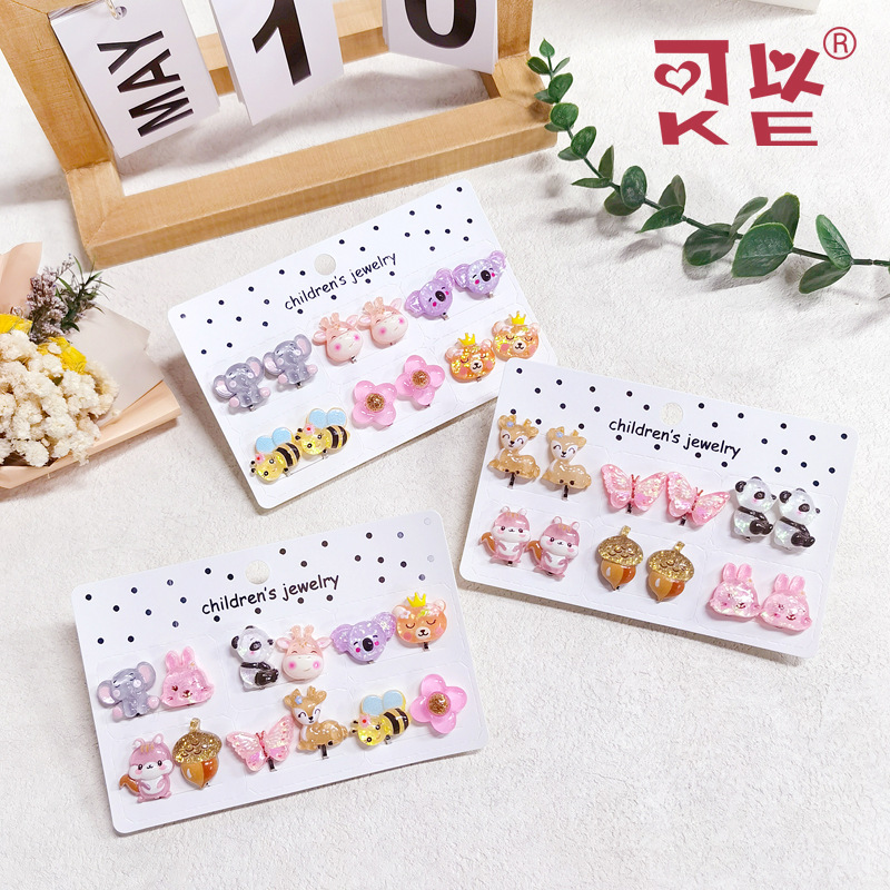 Горячая продажа зажимов для ушей для детей без проколотых серег, милые единороги, безболезненные зажимы