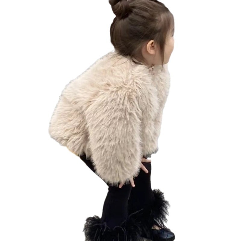 New girls' fleece-lined thickened coat children's fur coat imitation fox fur all-match Western style fur cotton-padded coat fashion