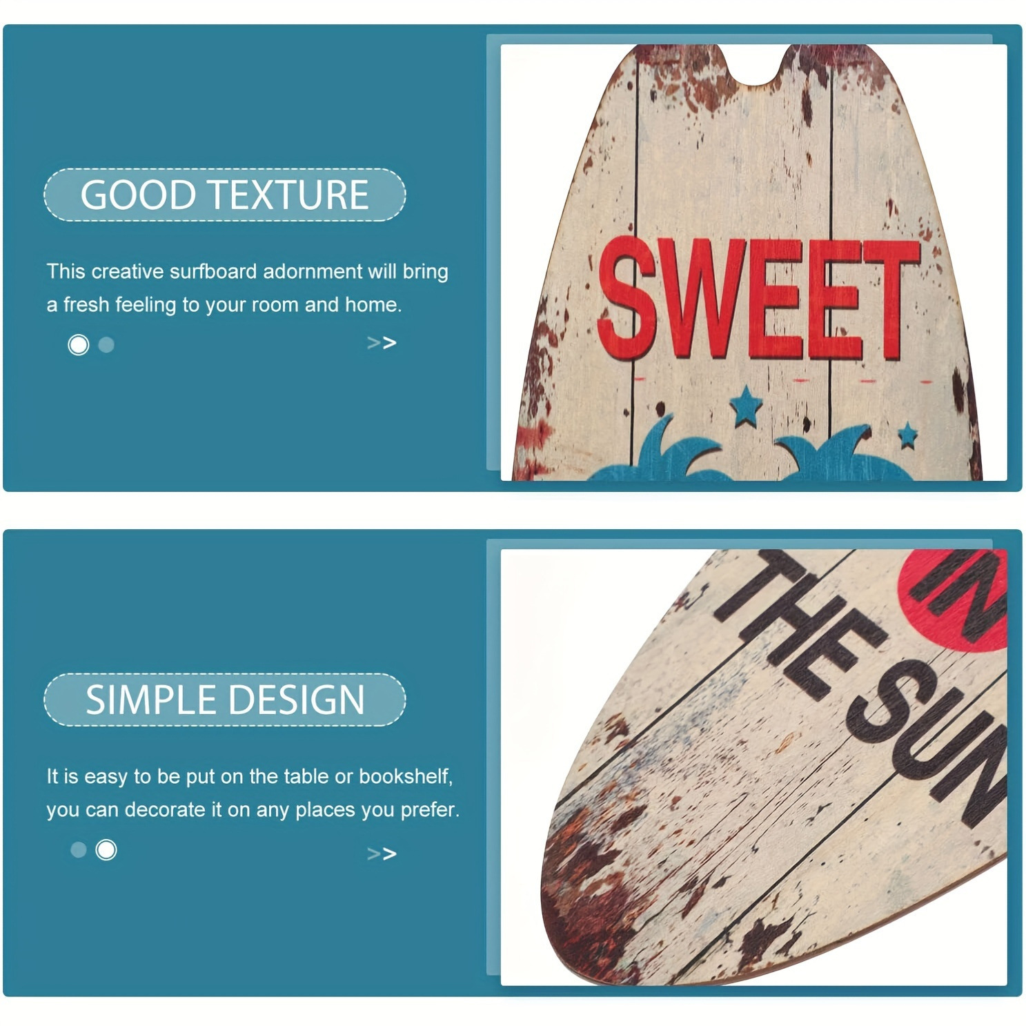 Cross-Border Surfboard 3-Piece Set Beach Ocean Theme Casual Wooden Decorative Sign Retro Decorative Wall Hanging