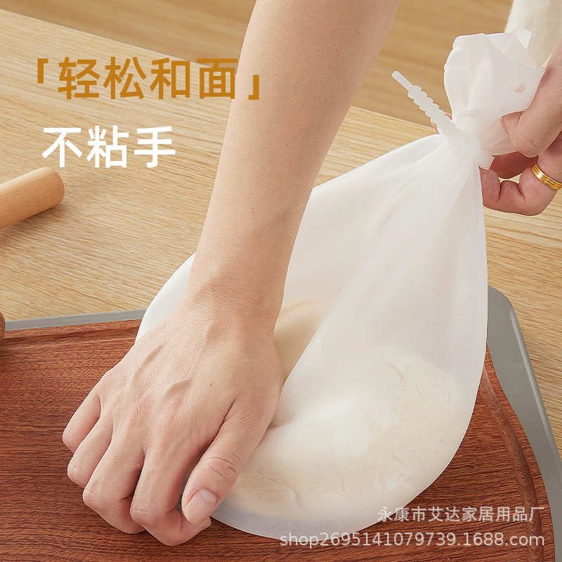 Food Grade Silicone Kneading Bag and Noodles Bag Fresh-keeping Awakening Noodles Bag 3.00kg 1.50kg with Tie for Kitchen Baking Support