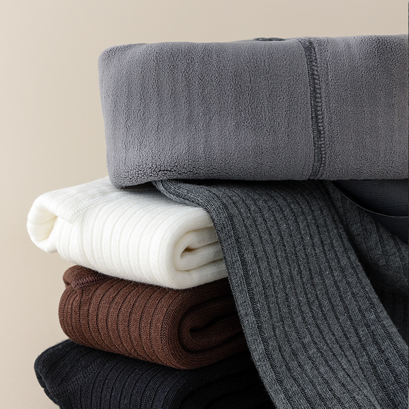 Children's One-piece Fleece Leggings Winter Thickened Baby Leggings Warm Pants Boys and Girls Cotton Pants