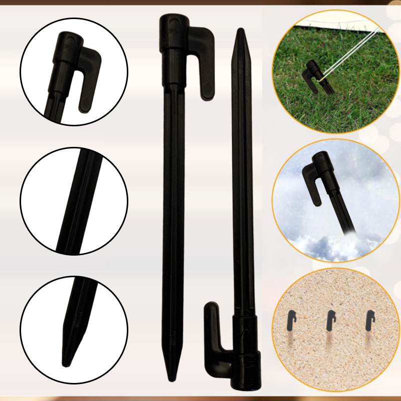 Camping Canopy Tent Nails Plastic Ground Nails Beach Nails Camping Outdoor Serrated Thread Ground Nails Windproof Fixing Nails