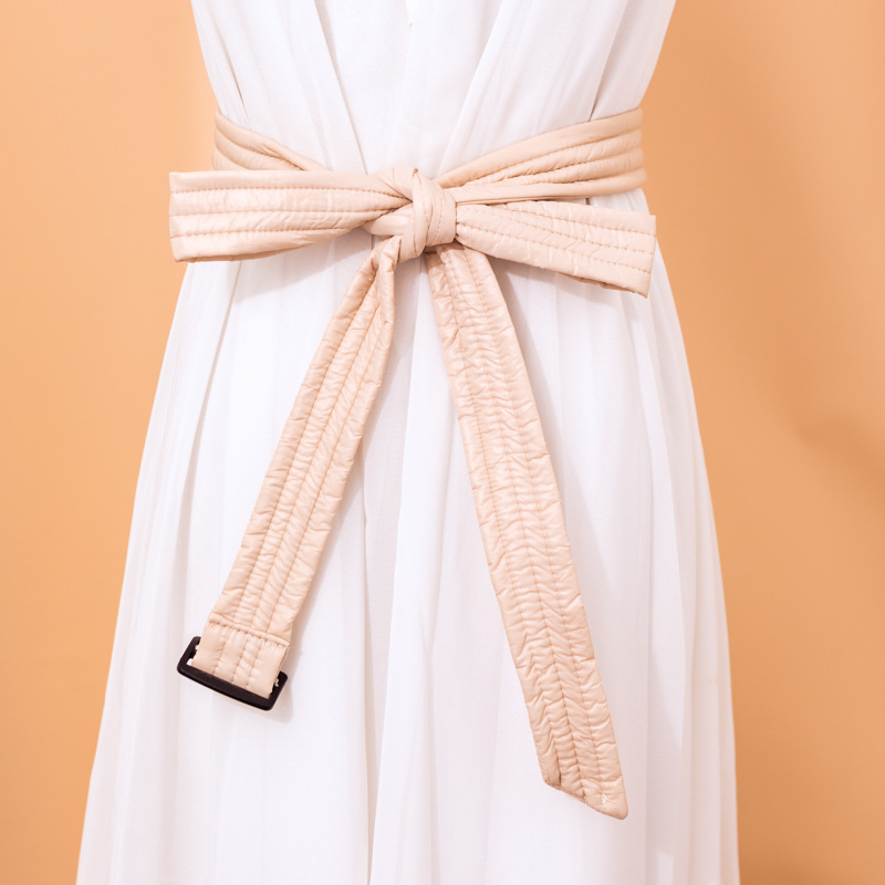 Down Jacket Straps for Women New Thin Belt Fine Knotted Belt with Skirt Decorative Coat Canvas Knotted Trendy