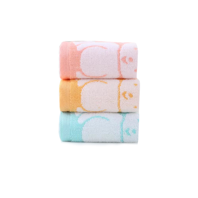 Factory wholesale bamboo fiber plain bear children's towel soft absorbent baby towel kindergarten towel
