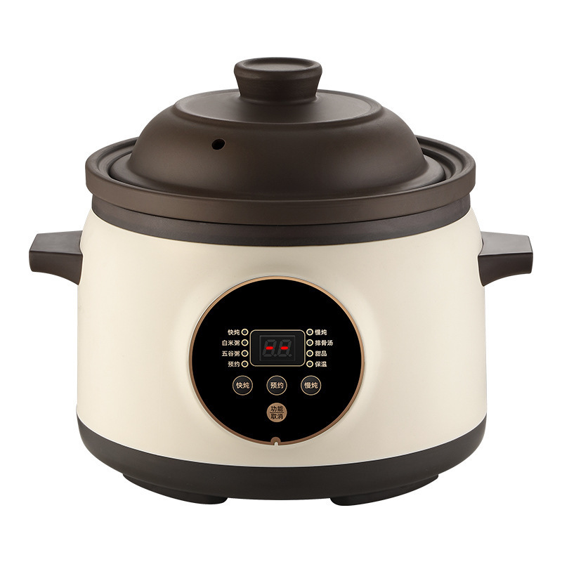 Ceramic Electric Stew Pot, Fully Automatic Food Supplement, Special Pot for Cooking Porridge, Household Small Electric Casserole, Purple Pottery Soup Stew Pot