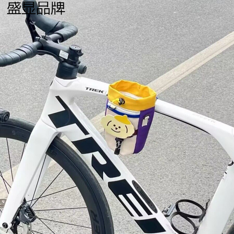 Cute Camping Style Bicycle Handlebar Bag for Water Bottle and Cup Storage on Mountain and Road Bikes