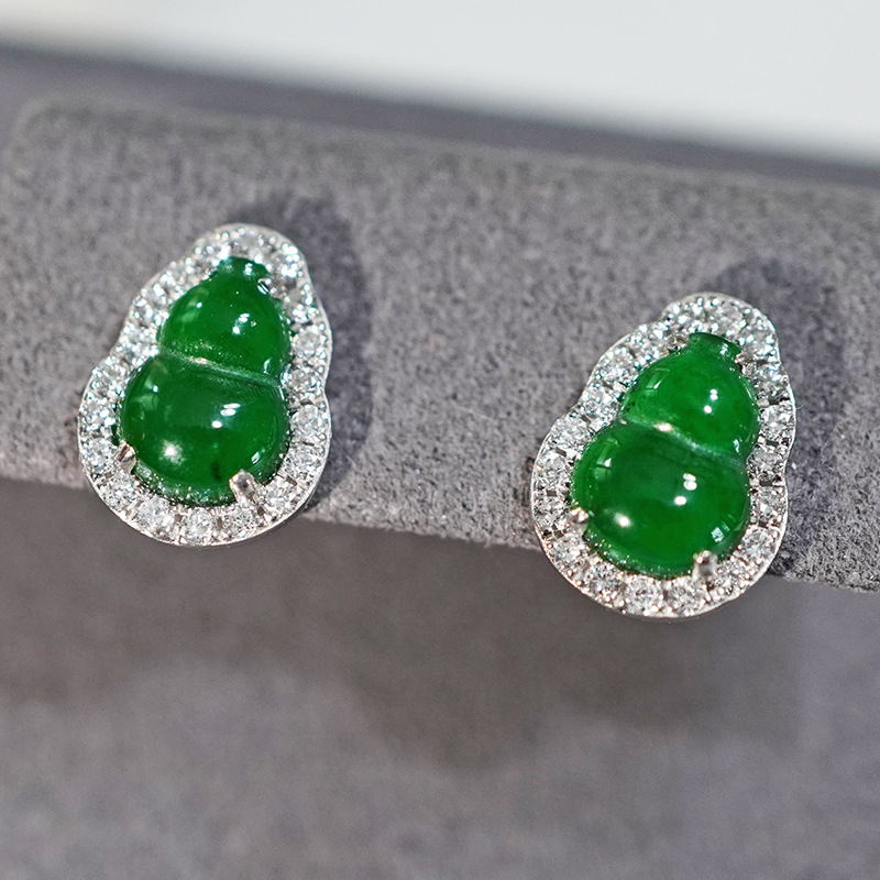Серьги из платины Pt950 с культивированным бриллиантом, полные бриллиантовые серьги в форме тыквы, серьги из нефрита