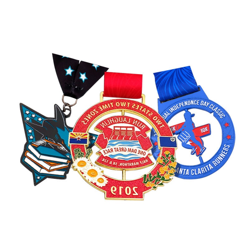 Painted Cut Out Metal Event Medals Design Sports Meeting Commemorative Medals Marathon Running Custom Metal Medals