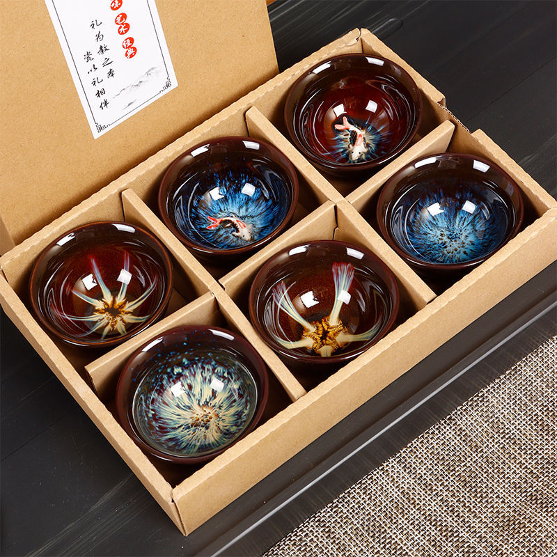 Чайная чаша с цветной глазурью, подарочный набор