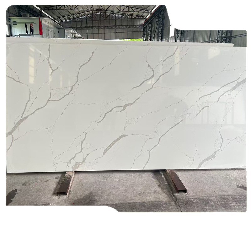 Cross-Border Artificial Quartz Stone, Fish Belly White Large Slab, Artificial Granite Stone for Kitchen Countertops, Window Sills, Shower Panels, and Background Walls